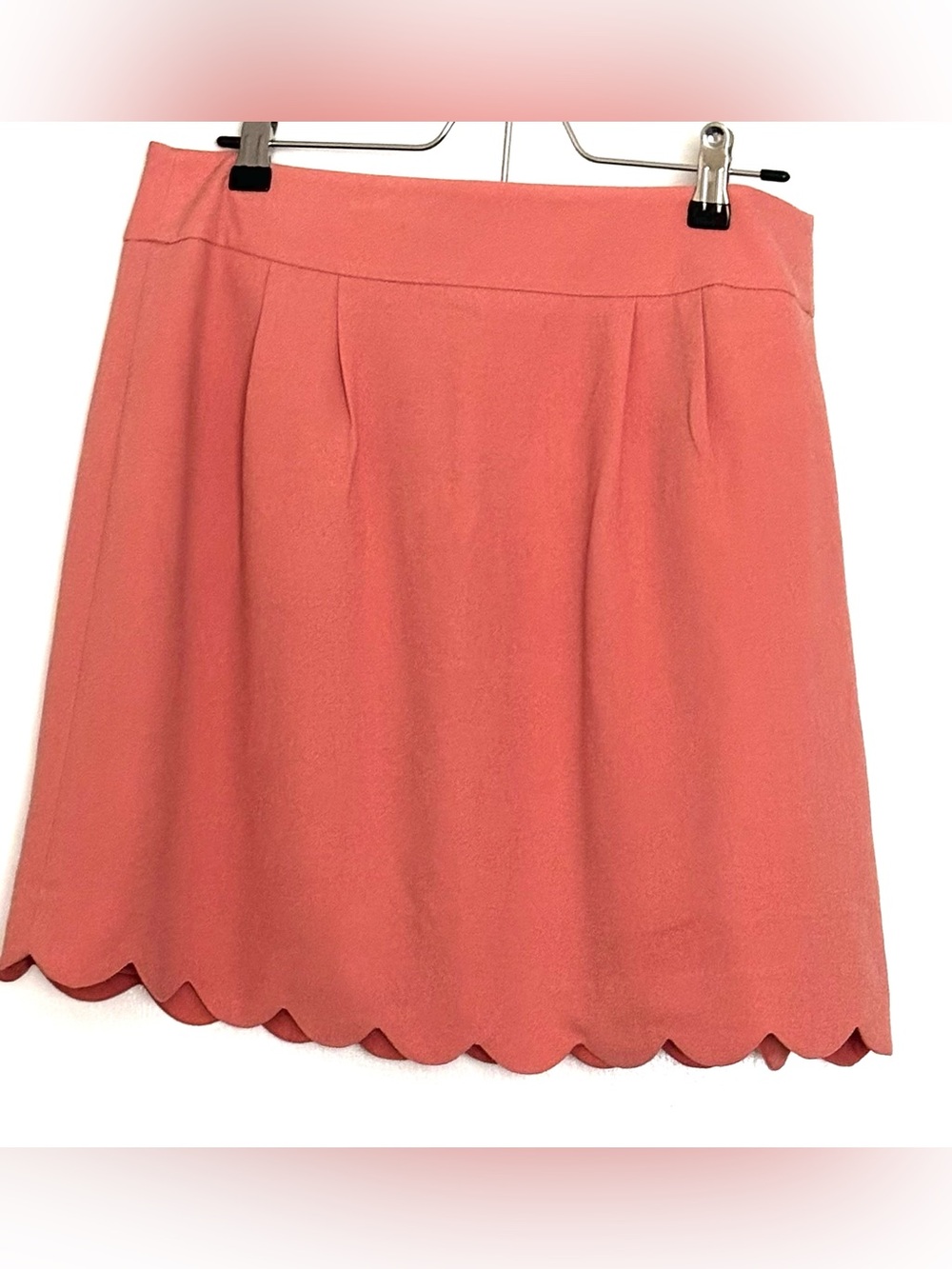 LOFT Scalloped Hem Mini Skirt Peach Coral Size 8 - Picture 2 of 5